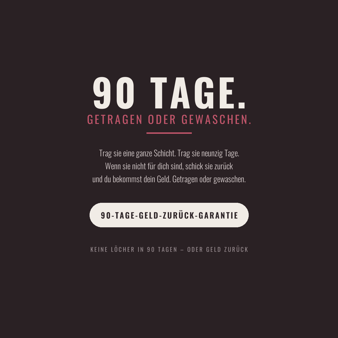 90 Tage testen – getragen oder gewaschen